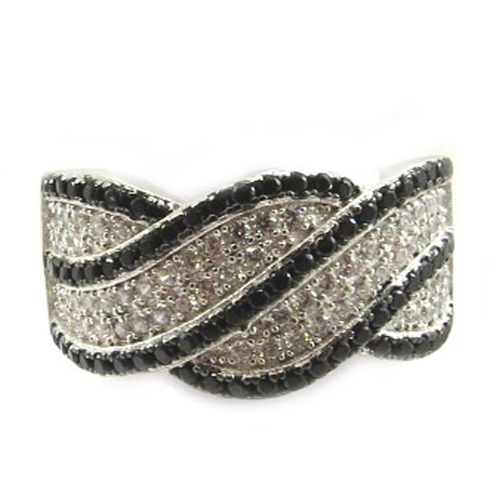 Silver Ring 'Romy' Black White (rhodium) - 10 Mm