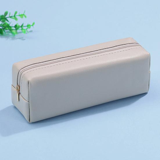 Penneetui Faux Skinn Blyantveske Organizer Liten Glidelås Pennepose Multifunksjonell Kosmetikkveske for Arbeid Reise