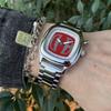 Red Quartz Watch Color Square Y2K Pointer Number Dual Display Steel Personalize Hot Watches Men Business Dynamic Design Clcok