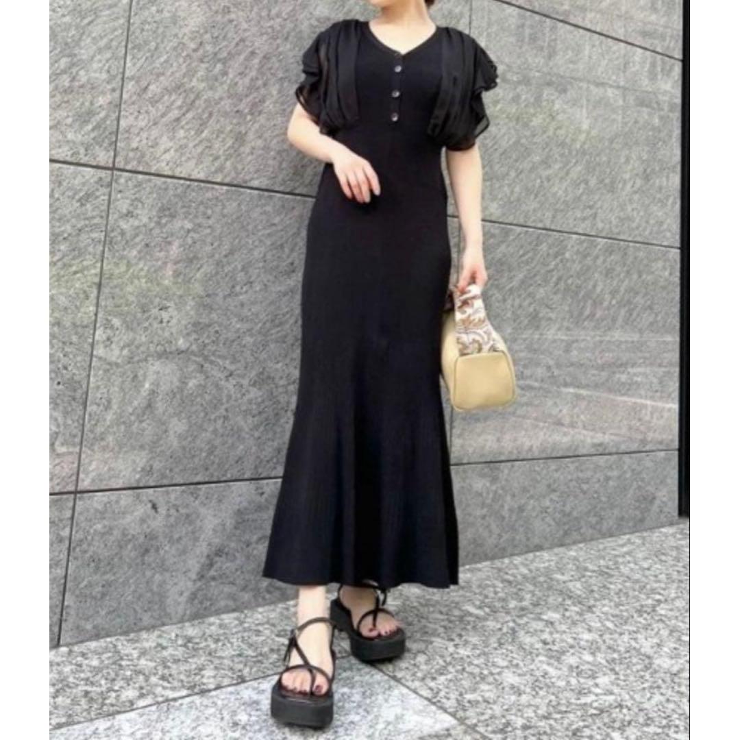 [Good condition] Lily brown chiffon docking sleeveless dress