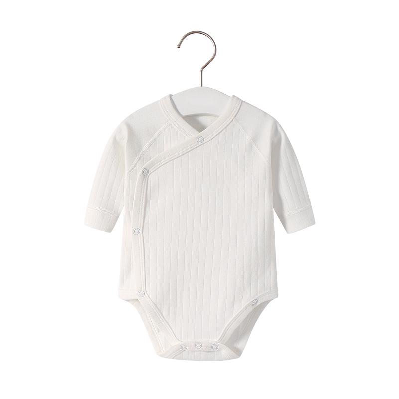 

Pure Cotton Long-Sleeve Newborn Baby Onesie with Belly Protector - Autumn/Winter Monk Suit Romper 9 months (73 cm) белый