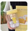 Cartoon Cute Bear Straw Water Cup for Girls - Large Capacity, Trendy Design