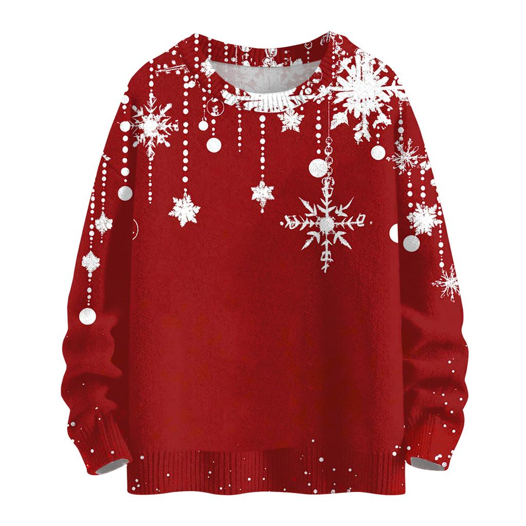 Women's Casual Long Sleeve Woolen Christmas Sweatshirt Fall  Vacation Long Sleeve Pullover