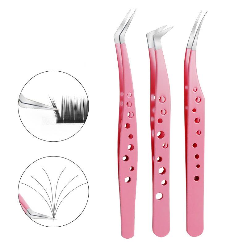 Multifunctional Tweezers Stainless Steel Eyelash Tweezers Grafting False Eyelash Patches False Eyelash Aids Portable Tweezers
