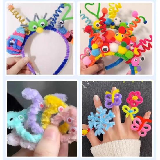 200 Pcs Pipe Cleaners Craft DIY Pipe Cleaner Flower Making Kit Colored Chenille Stems Bulk with Floral Wires Gardening Tape for Art Craft Supplies