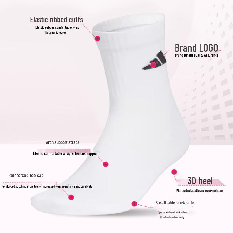 adidas Unisex Breathable Crew Socks (3-Pack)