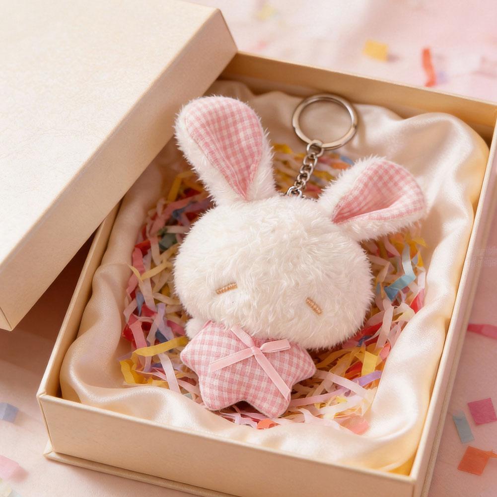Kawaii Mini Bunny Plush Keychain Cute Angel Rabbit Stuffed Toy Soft Animal Bag Pendant Decor For Kids Girls Gift