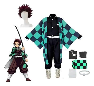 New Anime Demon Slayer: Tanjiro Kamado Yaiba Kimono Top Fancy Suit Halloween Cosplay Costume