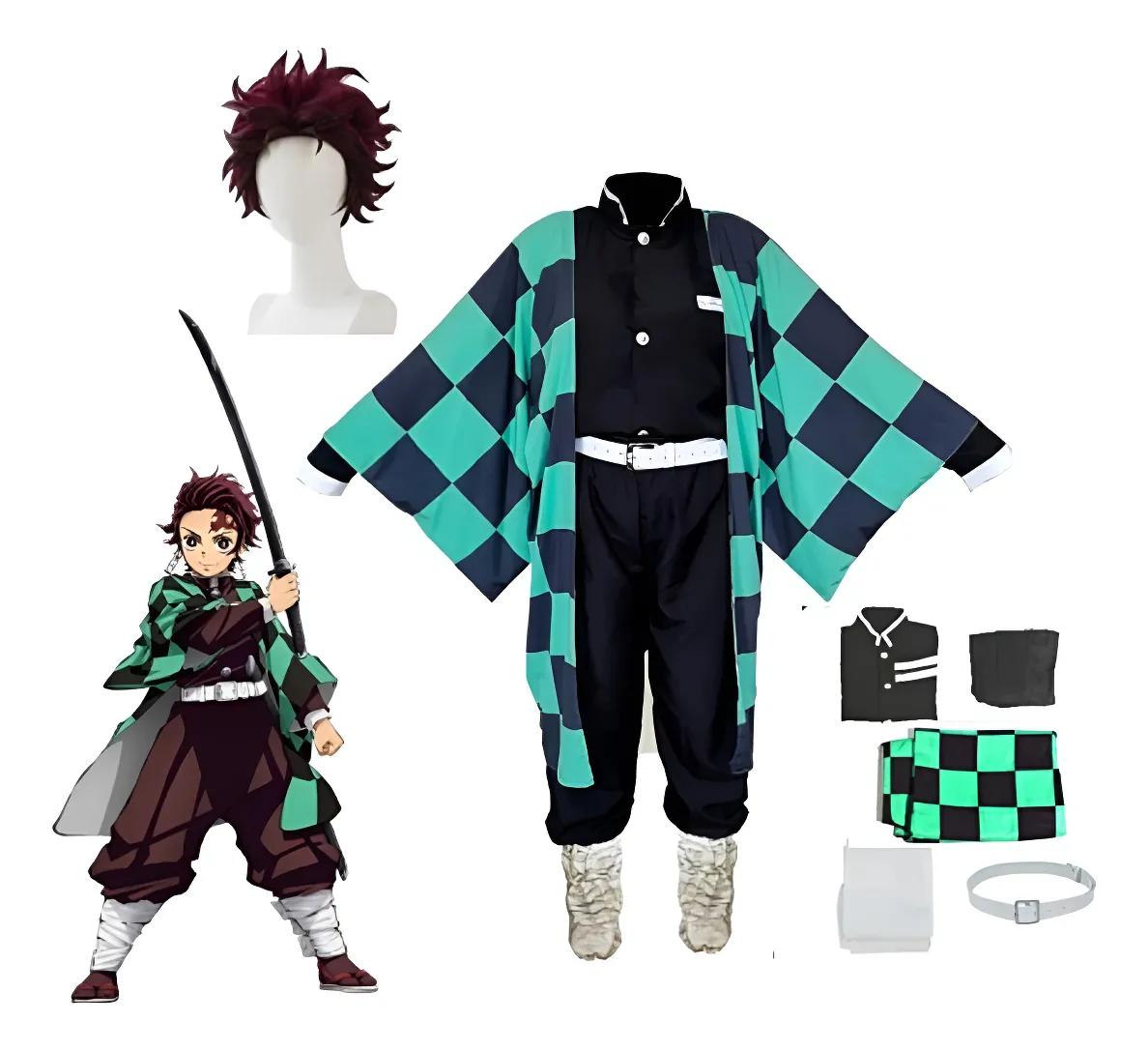 

Нове аніме Вбивця демонів: Tanjiro Kamado Yaiba Kimono Top Fancy Suit Halloween Cosplay Costume 2XL