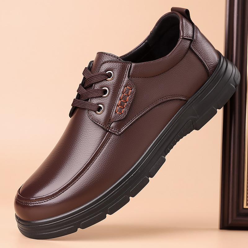 

Woodpecker Men s 2025 Leather Business Casual Shoes - Soft Sole, Non-Slip Top Layer Cowhide Dad Shoes 43 коричневий
