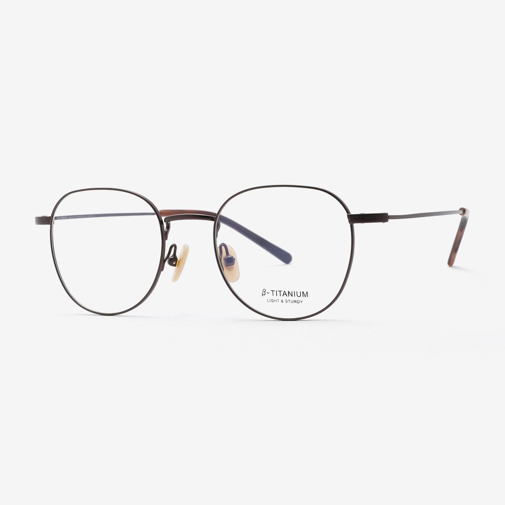 Alloaiweeo [Aloxrounz] Ara8111 C4 Minimal Titanium Classic Brown Square Glasses