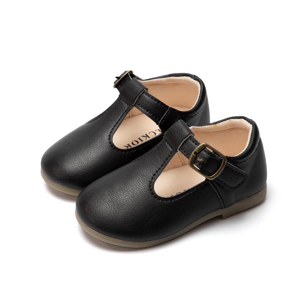 Girls' Comfortable Leather Princess School Shoes - Non-slip Sole