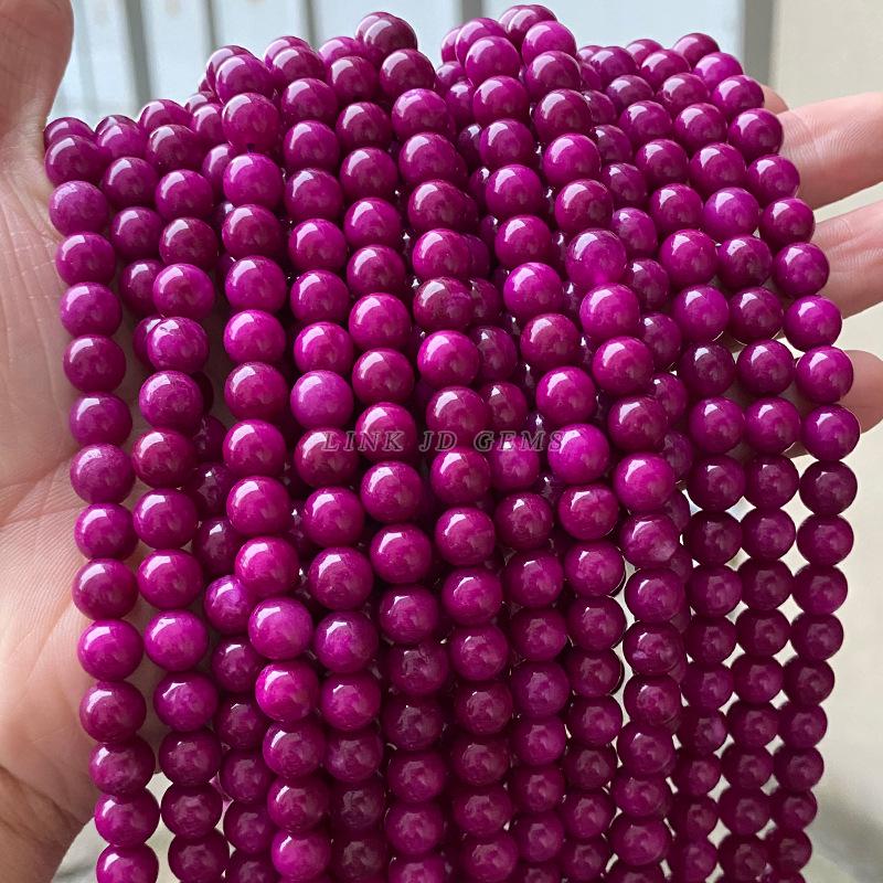 Jingde Purple Chalcedony Jade Bracelet Beads, DIY Jewelry Accessories