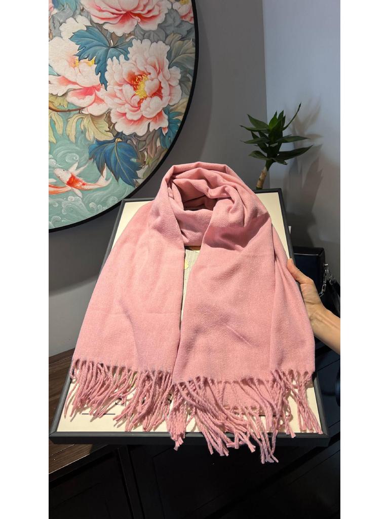 Women's High-End Korean Style Tassel Scarf - Imitation Cashmere, Solid Color, Thickened Neck Warmer Shawl for Autumn and Winter.