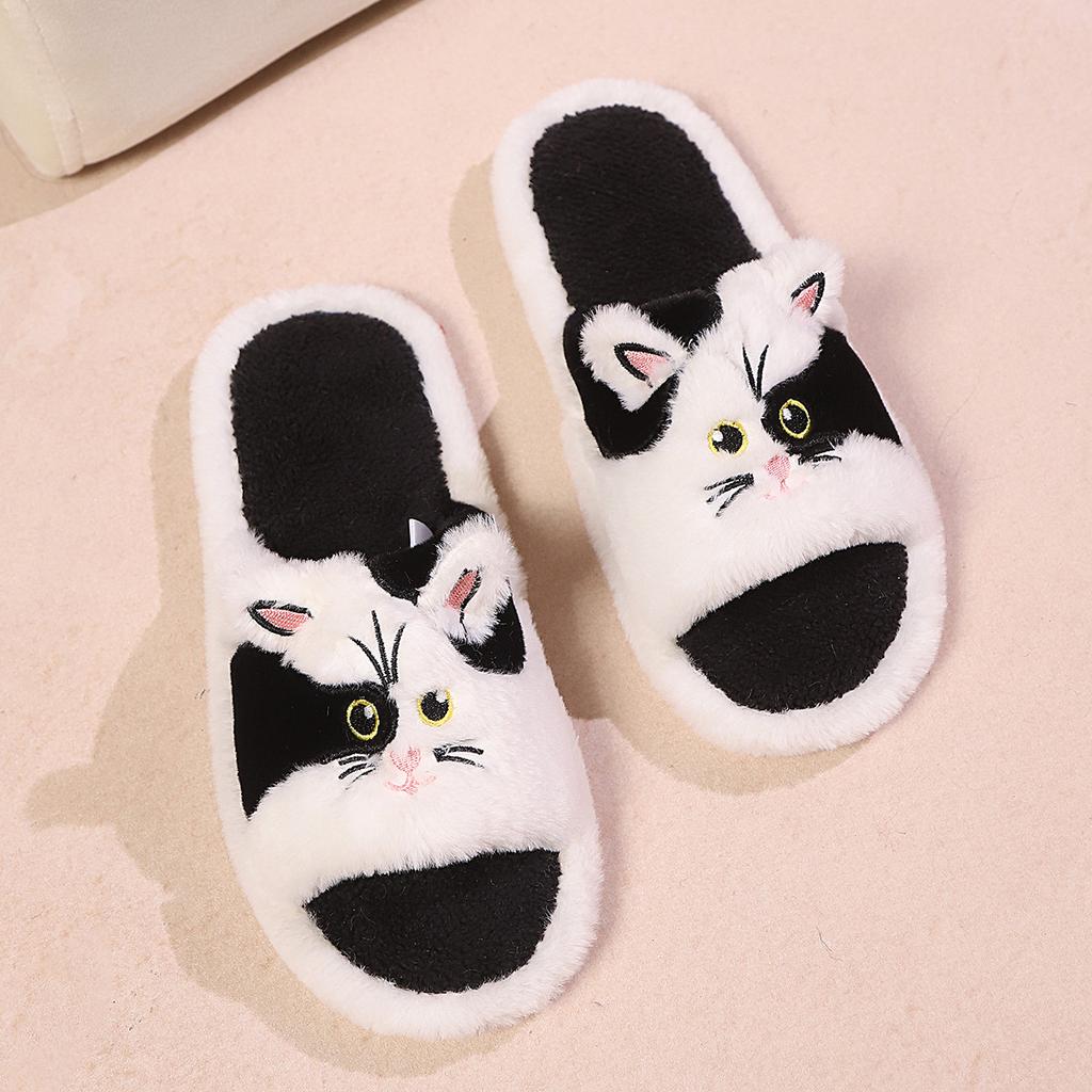 Cute Cartoon Cat-Shaped Indoor Slippers for Women, Comfortable with A Soft, Non-Slip Sole.