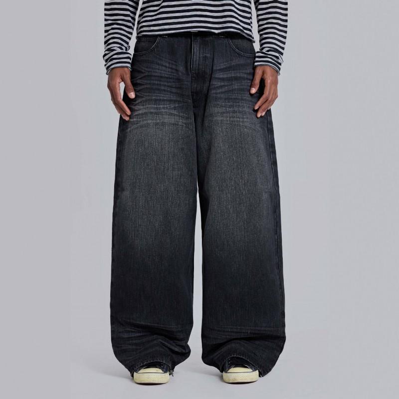 Angel Wings Print Jeans Y2K Loose Straight Leg Streetwear Teens