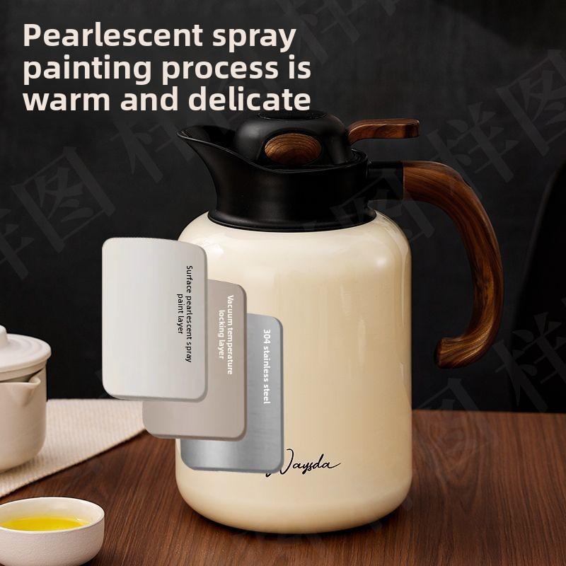 Stainless steel thermal insulation pot coffee pot home tea hot water with tea glass braised tea large capacity high-end kettle