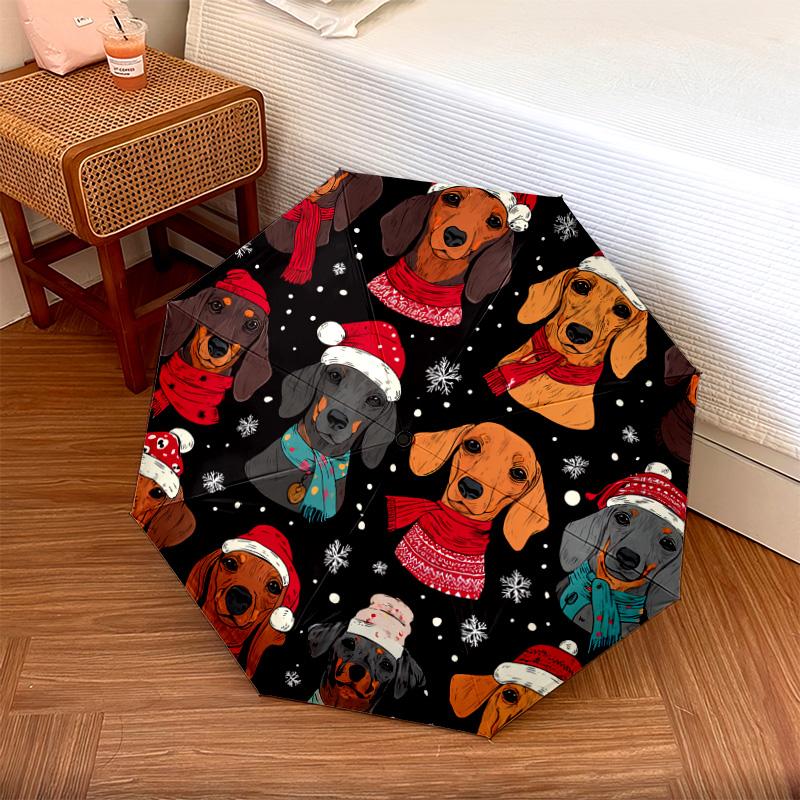 

1 PC Automatic Folding Umbrella - Dachshund Pattern, Portable & Foldable Design with 8 Ribs, Christmas Birthday Gifts