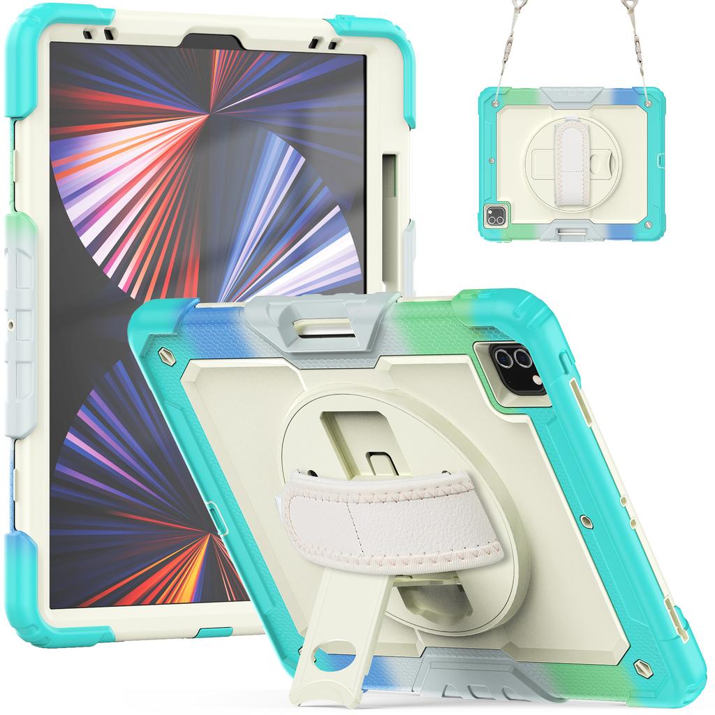 Armor Stand Case Universal for IPad Pro12.9 2018 2020 2021 2022 3rd 4th 5th 6th Gen Hybrid Cover with Screen Protector 3-Layers
