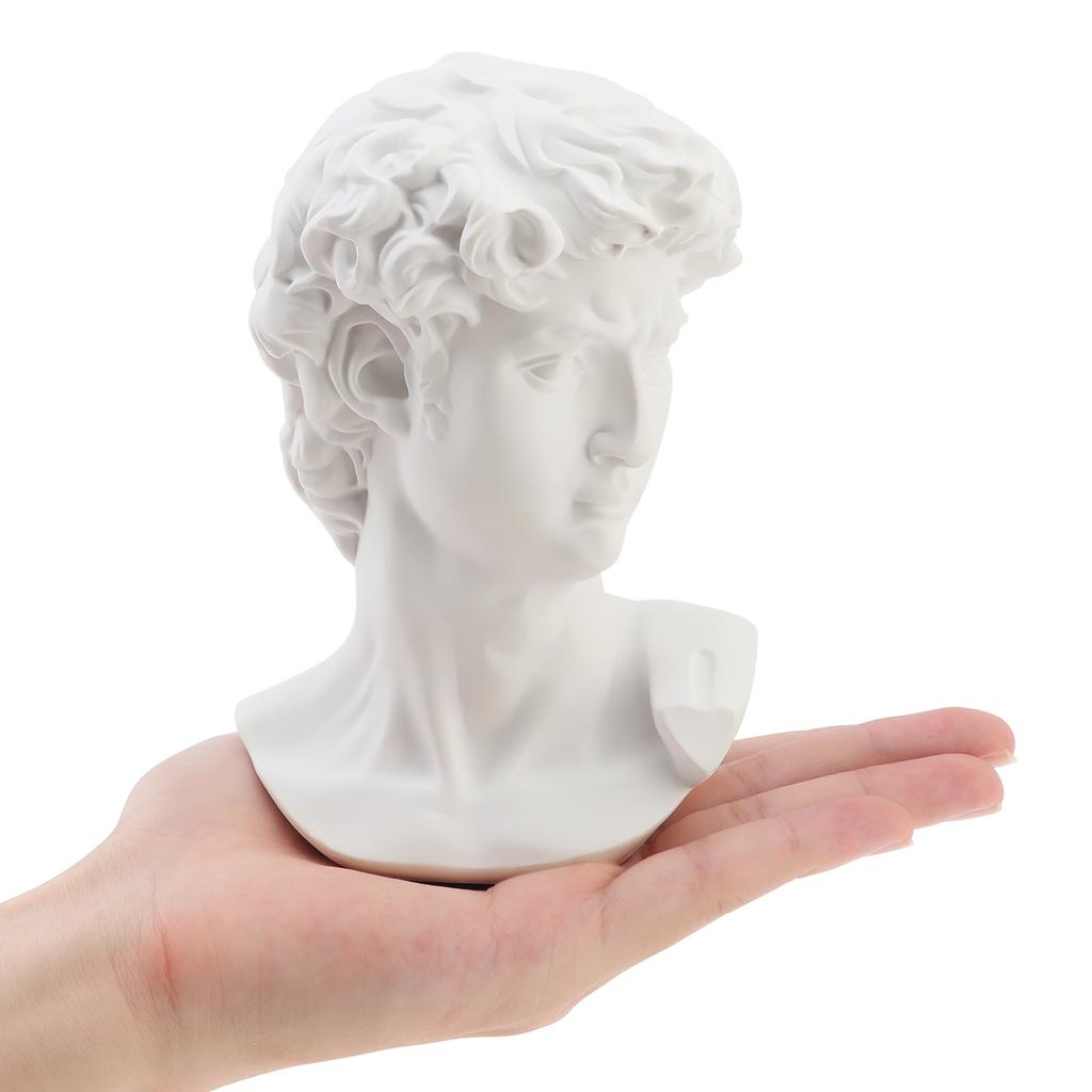 6 Inch Classic Roman Style Resin Bust, David Head Sculpture Figurine for Home and Office Art Decoration