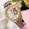 Fashion Chinese Pu Rose Wind Leather Lady Women Quartz Watch