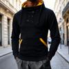 Men's Double-Breasted Pullover Hoodie, Short Slim Fit Brushed Sweatshirt for Fall and Winter