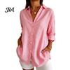 Machine Washable Shirts Women Striped Shirt for Summer Autumn, Button Down Single Long Sleeve Breasted Blouse, Dressy Casual Collared Top Office Work