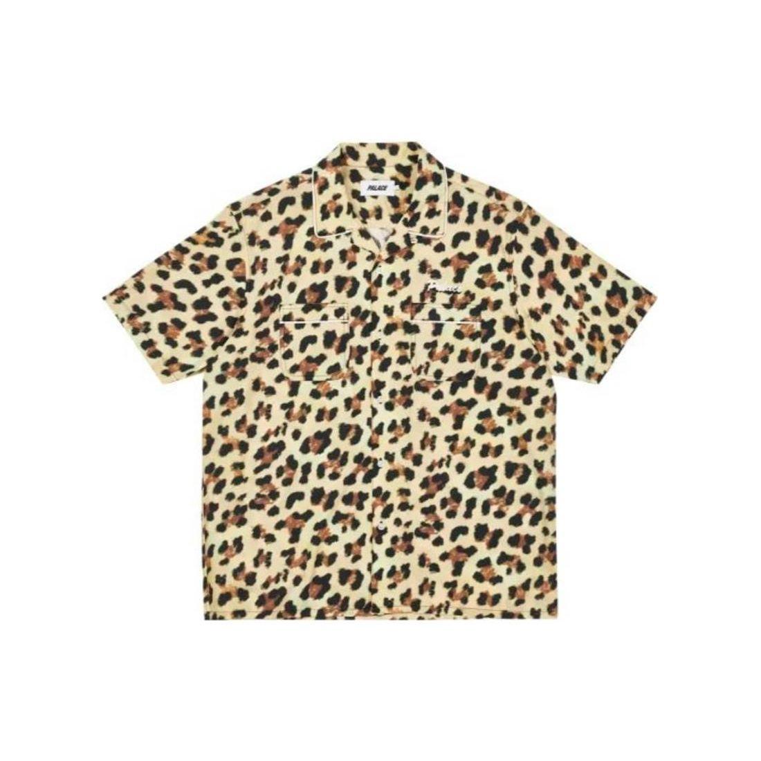 

Palace FW22 Однобортная рубашка с коротким рукавом с леопардовым принтом Мужские топы Коричневые P22SHT076