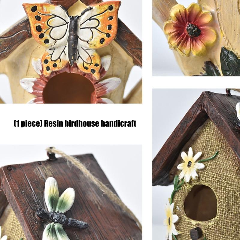 Wild Bird Nest Craft Decors Hanging Bird House For Outdoor Garden Yard Patios Decoration Weather Proof Bird Shelter