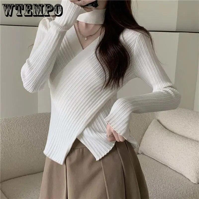 Černý Tenký Slim Halter Dutý svetr Dámské Pletený svetr s dlouhým rukávem Jednobarevné Sexy Ležérní Top Jarní Podzim tílko