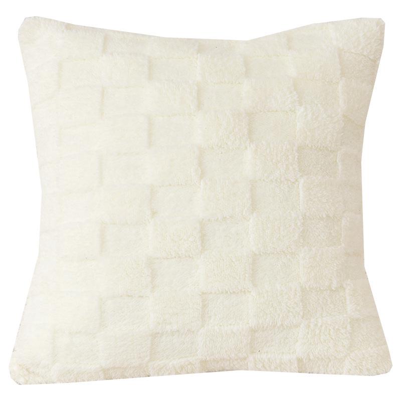 Luxurious Waffle Cream Plush Cushion Cover: Comfortable Sofa and Office Lumbar Pillow