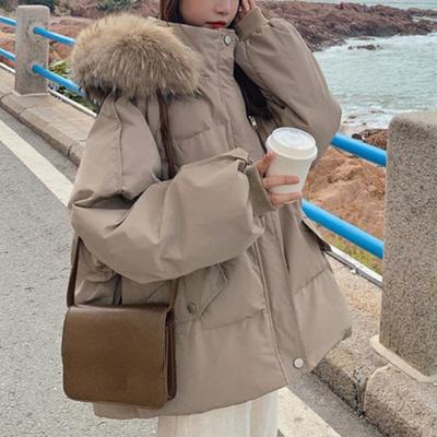 Zimní bundy pro ženy Oblečení 2023 Nové v korejské módě Péřové kabáty Volný top s dlouhým rukávem s kapucí Ležérní Jednobarevné Parky