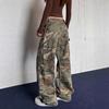 Pantalones Cargo Camuflaje para Hombre y Mujer Retro High Street Bolsillo Inclinado Pierna Ancha Rectos Holgados Pantalones Deportivos Casuales Ropa Diaria