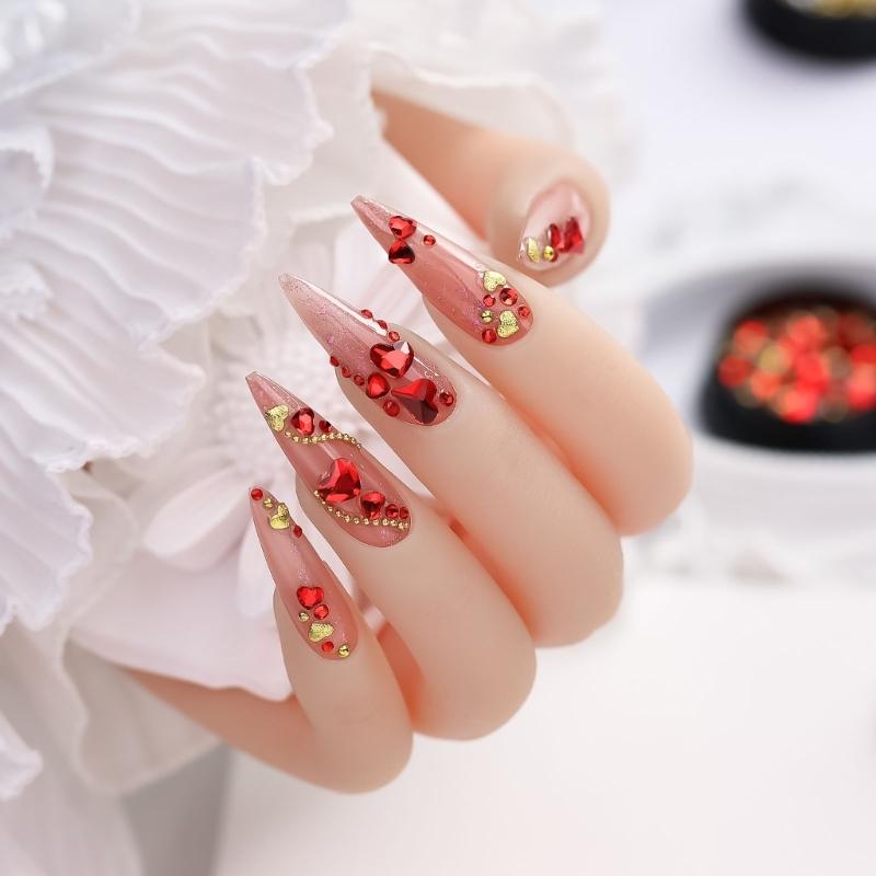 Valentine's Day Nail Charms Studs Nail Rhinestones Gems Luxury Nail Art Rhinestones Craft Diamonds Crystal Jewels Stones