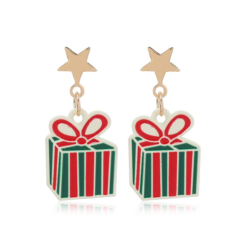 Decoratiuni de Craciun cu papusa de Craciun din desene animate, cercei cu pandantiv cu om de zapada, cercei creativi din seria de Craciun