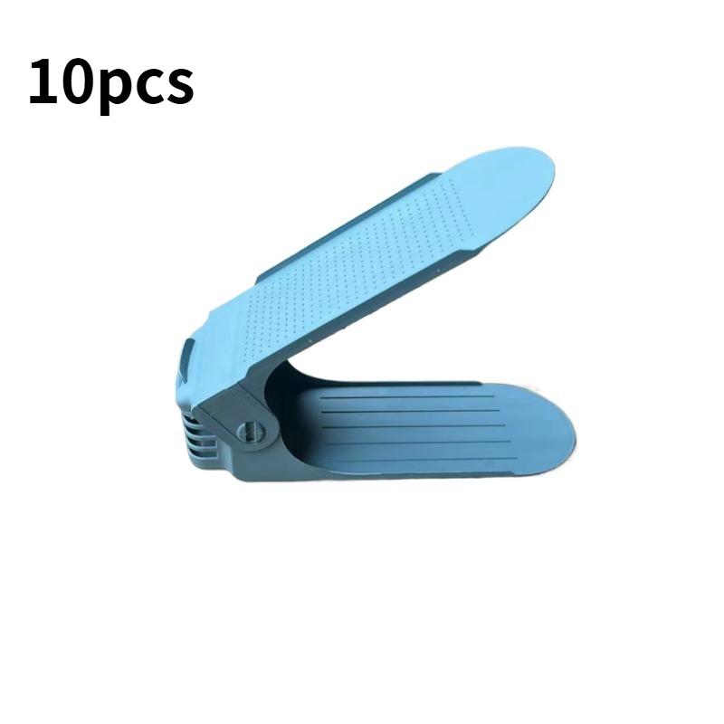 

10Pcs Adjustable 4 Gears Shoe Stacker Shoe Slots Organizer Shoe Slots Space Saving Saver Durable Double Deck Shoe Rack Household