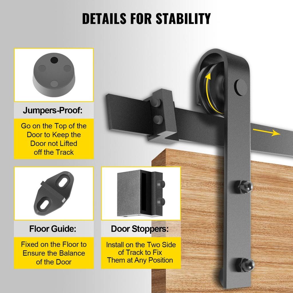 Sliding Barn Door Hardware Kit, 12FT Barn Door Kit, 330LBS Load-bearing Double Barn Door Hardware Kit, Carbon Steel Barn Door Track, Darn door for
