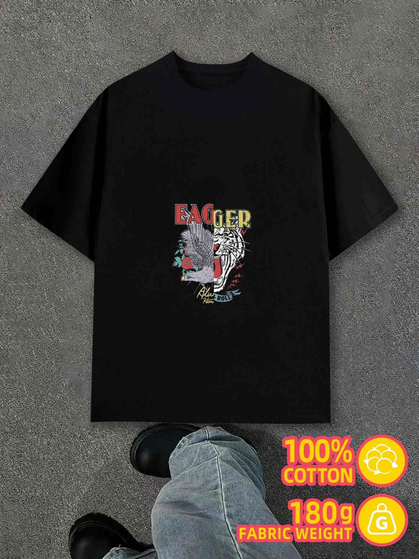 Men s T-Shirt Y2K Eagle Comfort Colors Cotton Black S