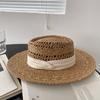 Retro Flat Top Top Hat Straw Hat Travel Seaside Vacation Travel Sun Protection Sun Hat Beach Hat Sun Hat Women's Summer