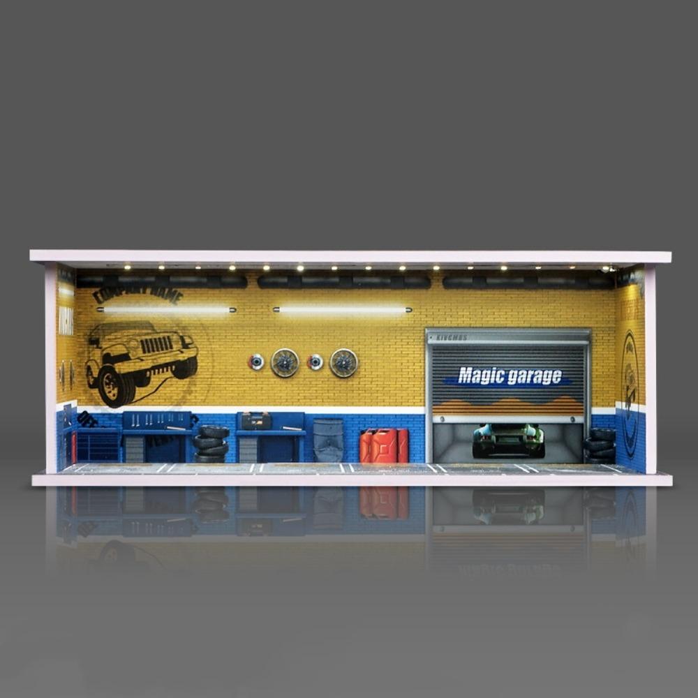 Simulation Garage Scene Model With Lights Car Model Display Box Parking Lot Model  Zinc Zinc Alloy Car