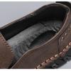 Men's Casual Shoes Leather Loafers Handmade Sewing Flat Bottomed Walking Outdoor Shoes Soft Soled Driving Shoes