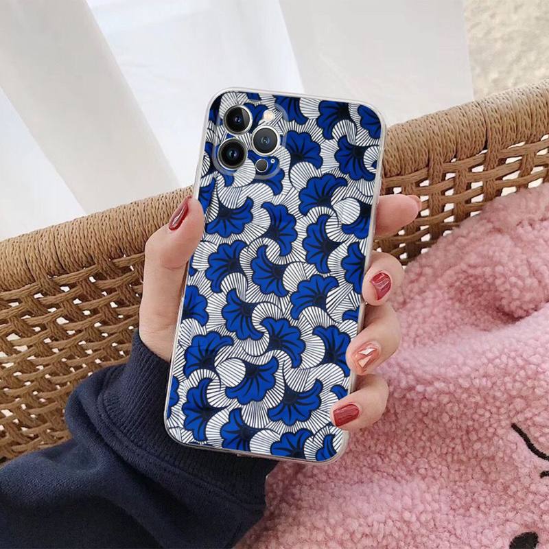 African Wax Fabric Phone Case For iPhone 14 13 12 Mini 11 Pro XS Max X XR SE 6 7 8 Plus Soft Silicone Cover