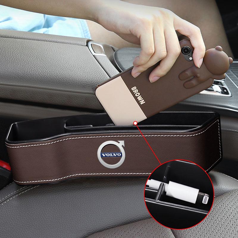 Multifunctional Car Seat Crevice Storage Box Seat Gap Slit Pocket Manager For Volvo 240 C70 S40 S50 S60 S70 S80 S90 V40 V50 V60 V90 XC40 XC60 XC90