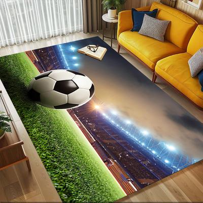 Soccer Ball Stadium Crystal Velvet Chair Mat Area Rug - Non-Slip, Floor Mat, Office Desk Chair Rugs, Bedroom Decor.Christmas Gift-1106116