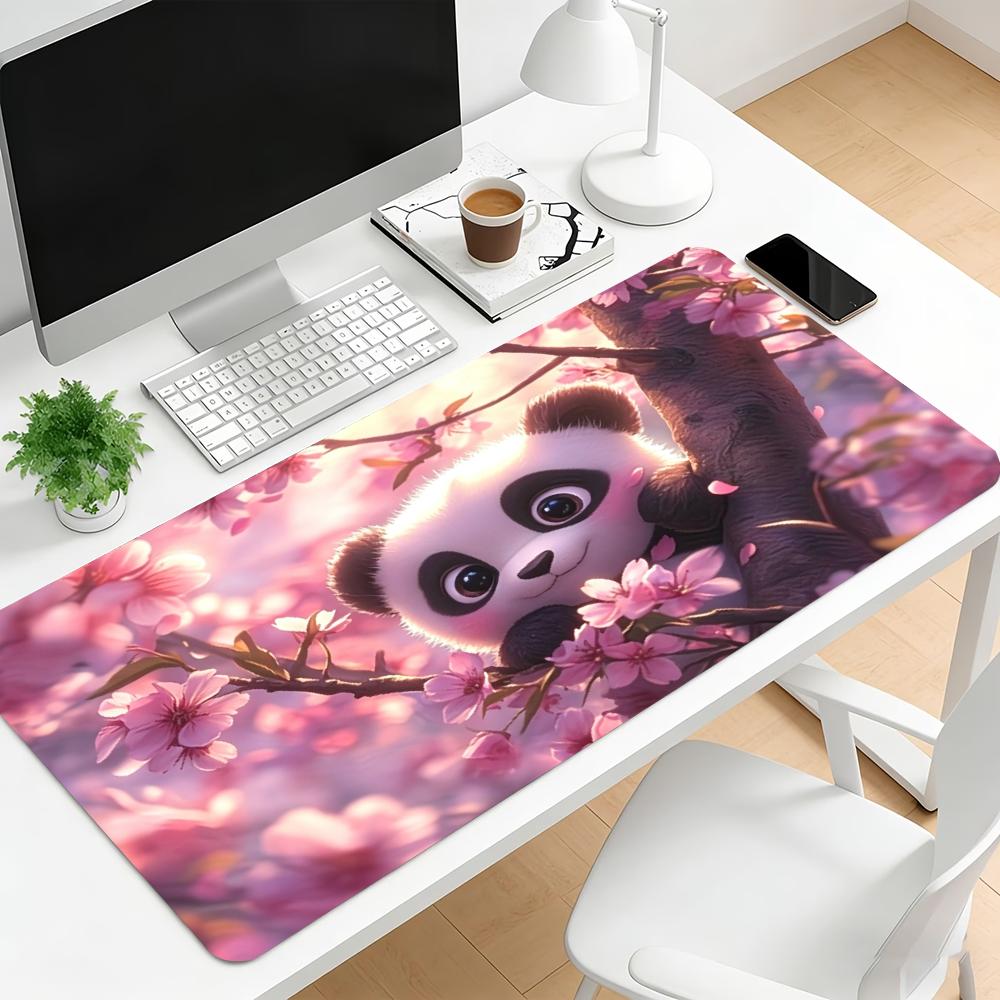 Kawaii Panda Schreibtischmatte Niedliches Gaming-Mauspad Rutschfeste Gummi-Tastaturmatte Erweiterte Tisch-Laptop-Büro-Spiel-Dekor-Zubehör