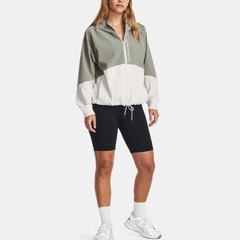 Under Armour Woven Full-Zip Color Block Hooded Jacket Women Jackets Grove-Green 1369889-504
