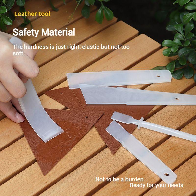 5pcs/set Leather Scraper Gumming Board DIY Handmade Leather Tools PP Practical Gluing Leathercraft Accessories 15/20/30/40mm