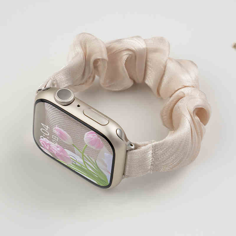 INS Chiffon Ice Silk Elastic Scrunchie Strap For Samsung Galaxy Fit3 SM-R390 Slim Girl Band Loop Bracelet For Galaxy Fit 3