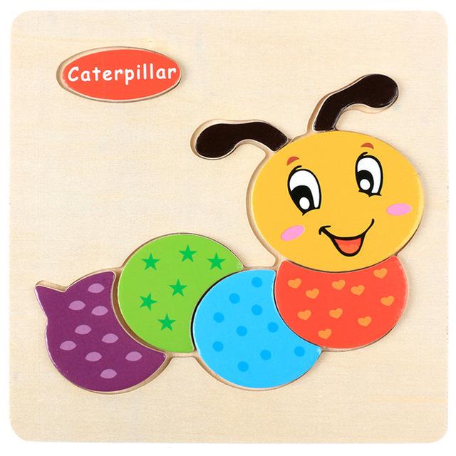 Baby Toys Wooden 3D Puzzle Cartoon Animal Vehicle Wood Jigsaw Puzzles Intelligence Montessori Educational Toys for Children