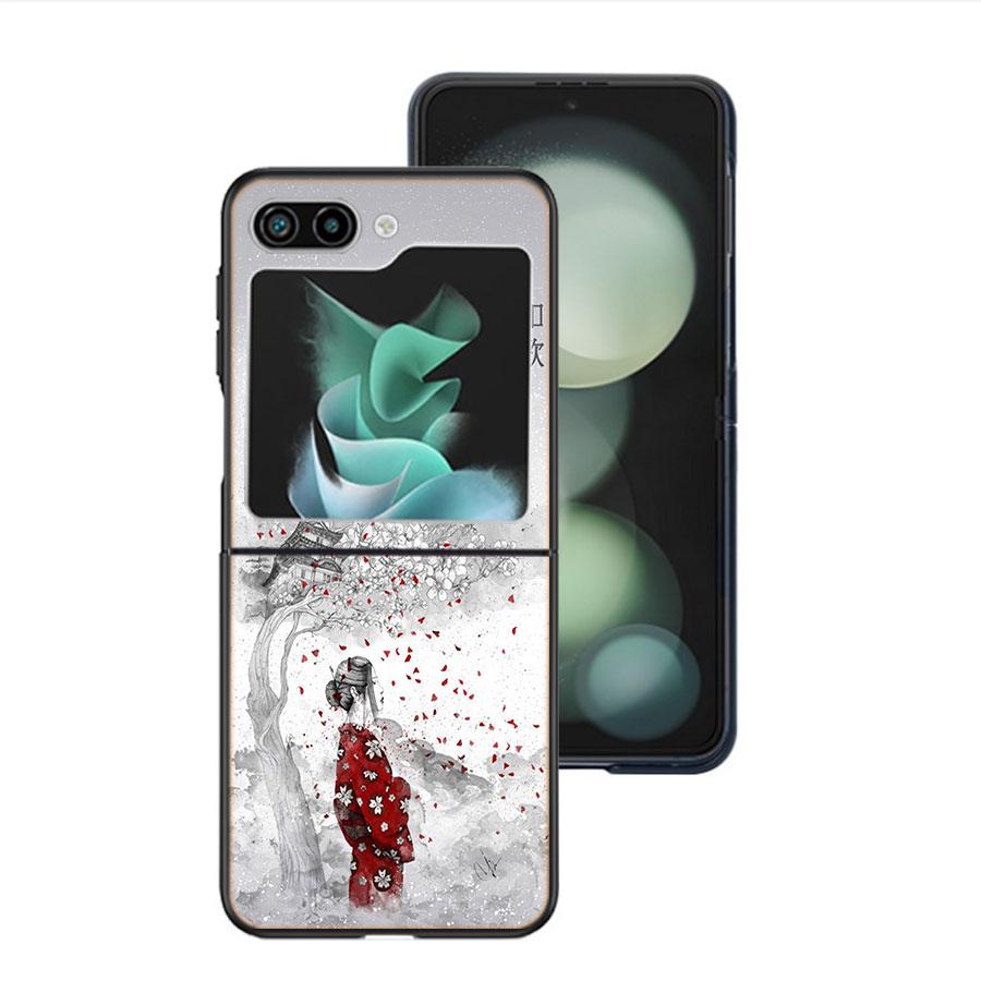 Cherry Blossom Tree Shockproof Case For Samsung Galaxy Z Flip 7 5 4 3 Z Flip 6 5G Black Hard ZFlip3 Zflip4 Zflip5 Phone Fundas